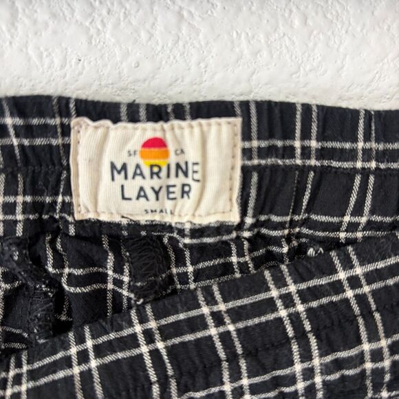 Marine Layer Allison Pant S Black Windowpane Plaid Wide Leg Elastic Waist Tencel - Picture 6 of 9